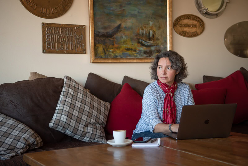 Branding-Photographer-Edinburgh-14 Working two jobs - woman working on laptop in cafe