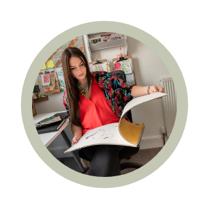 Business lifestyle photography Edinburgh - woman looking at sketchbook