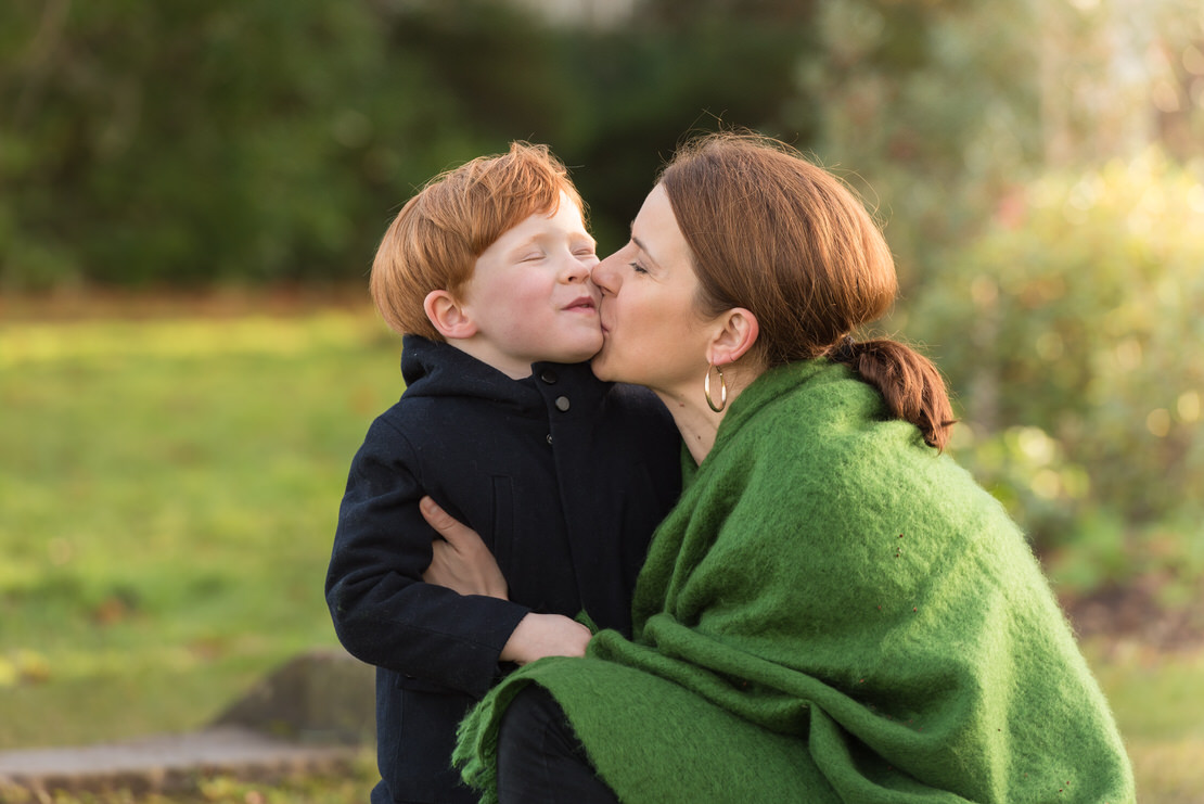 Lauriston Castle Edinburgh family photographer mum kissing little boy