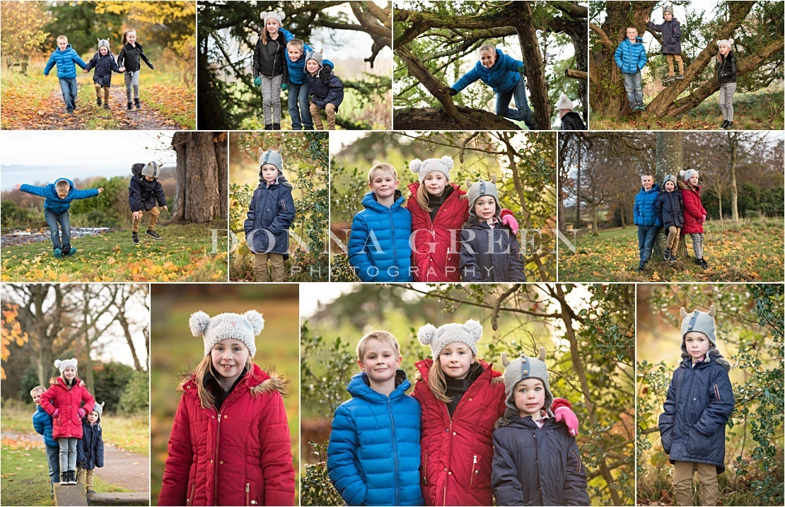 Family photo shoots in Edinburgh - girl and two boys collage