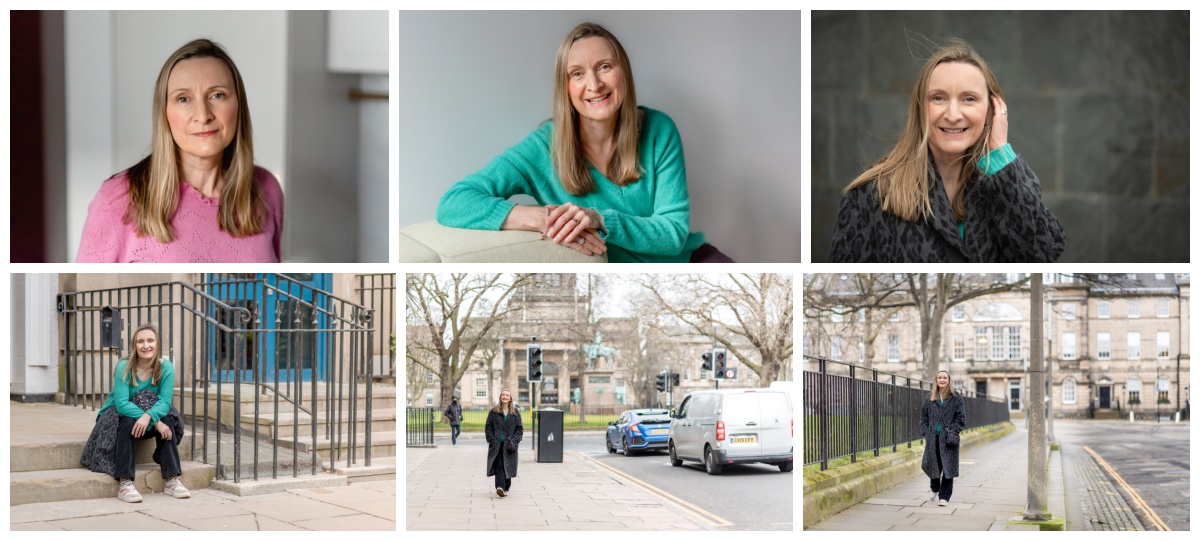 Personal branding photo shoot in Edinburgh Scotland - collage of photos of copywriter