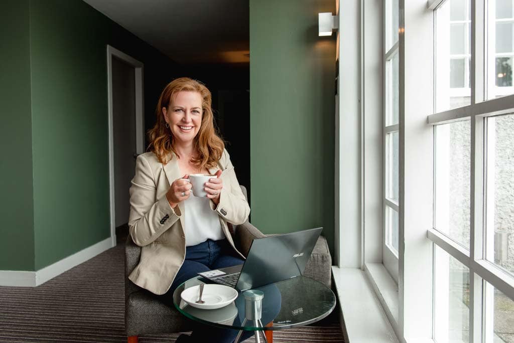 Glasgow brand photography portrait of business consultant Yvonne Anderson inside House for an Art Lover in Bellahouston